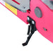 Close-up of pink electric scooter frame with attached black kickstand