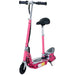 Pink 24V electric scooter with adjustable seat and foldable design on white background