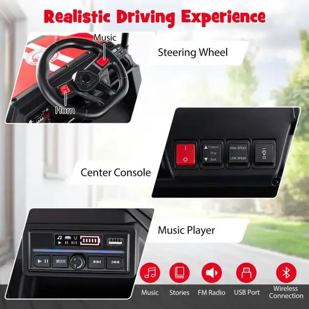 24V Kids 2-Seater Ride-On Golf Cart - Red | 4WD 2 Seater Ride-On Car with Dump Bed COSTWAY - Little and Giant Explorers Costway