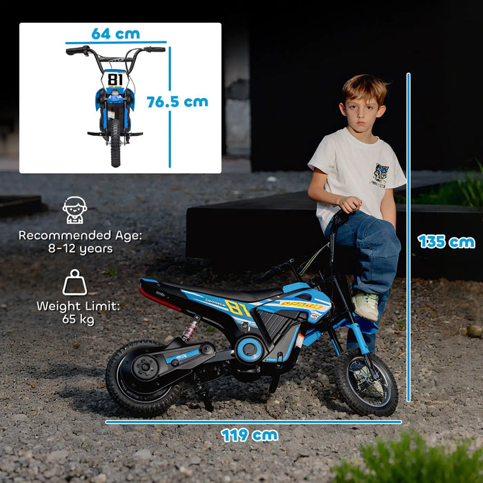 24V Kids Electric Dirt Bike – Blue | 250W Motor, Three Speed Settings and Suspension AIYAPLAY - Little and Giant Explorers AIYAPLAY