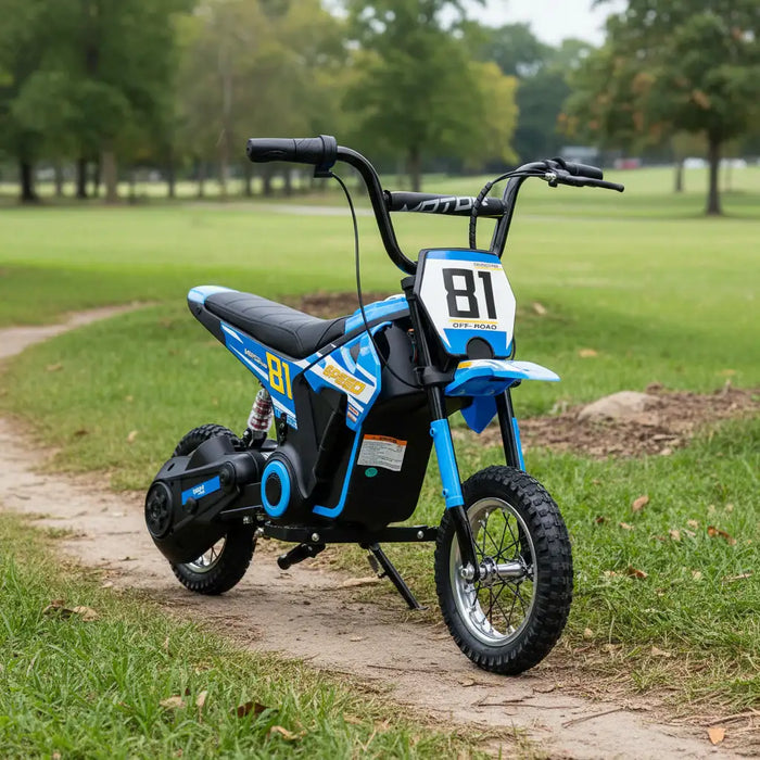24V Kids Electric Dirt Bike – Blue | 250W Motor, Three Speed Settings and Suspension AIYAPLAY - Little and Giant Explorers AIYAPLAY