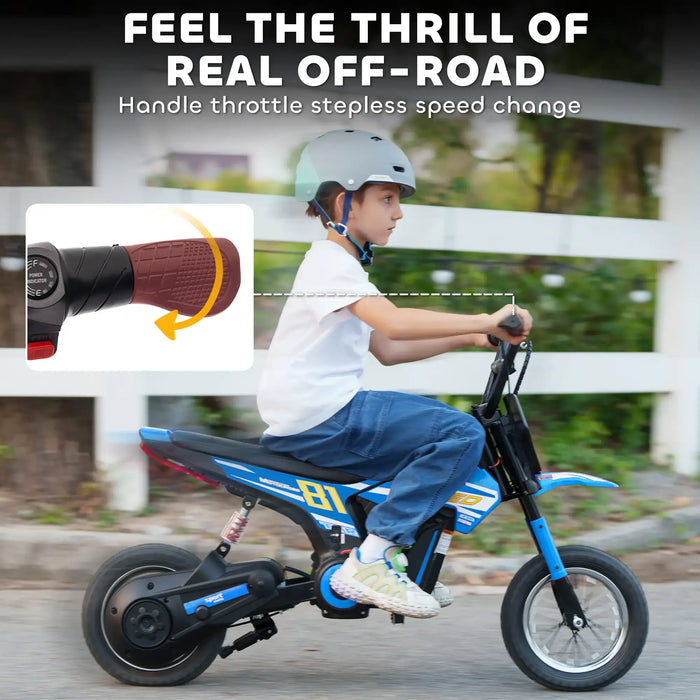 24V Kids Electric Dirt Bike – Blue | 250W Motor, Three Speed Settings and Suspension AIYAPLAY - Little and Giant Explorers AIYAPLAY
