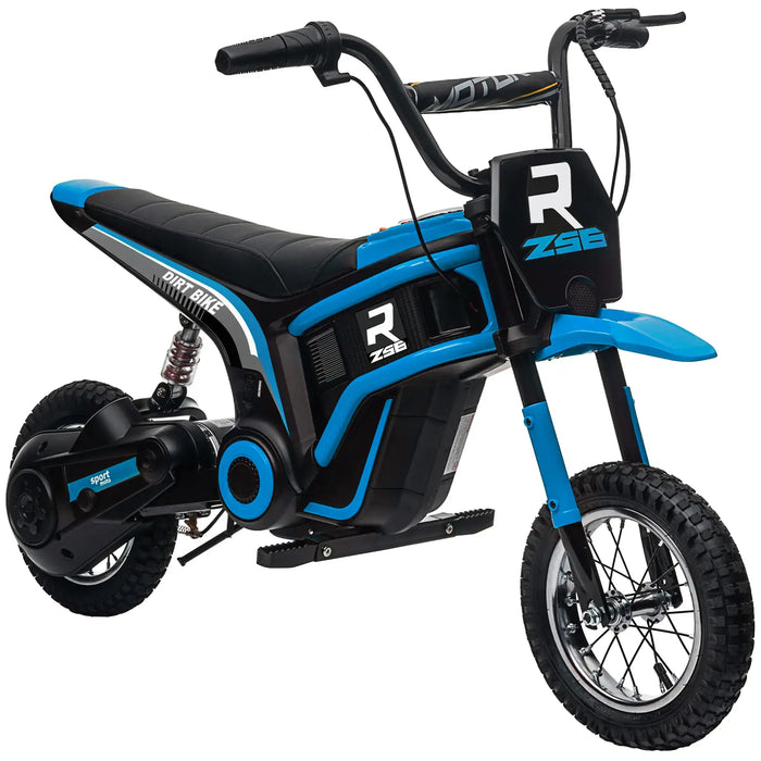 24V Kids Electric Dirt Bike - Blue | Lights, Music and Dual-Speed Control HOMCOM - Little and Giant Explorers HOMCOM