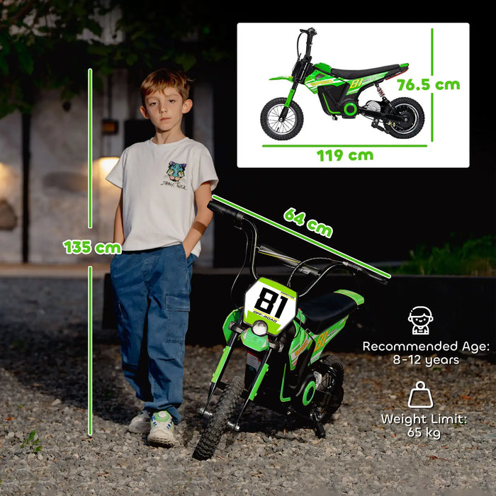 24V Kids Electric Dirt Bike – Green | 250W Motor, Three Speed Settings and Suspension AIYAPLAY - Little and Giant Explorers AIYAPLAY