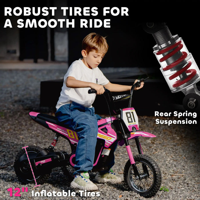 24V Kids Electric Dirt Bike – Pink | 250W Motor, Three Speed Settings and Suspension AIYAPLAY - Little and Giant Explorers AIYAPLAY