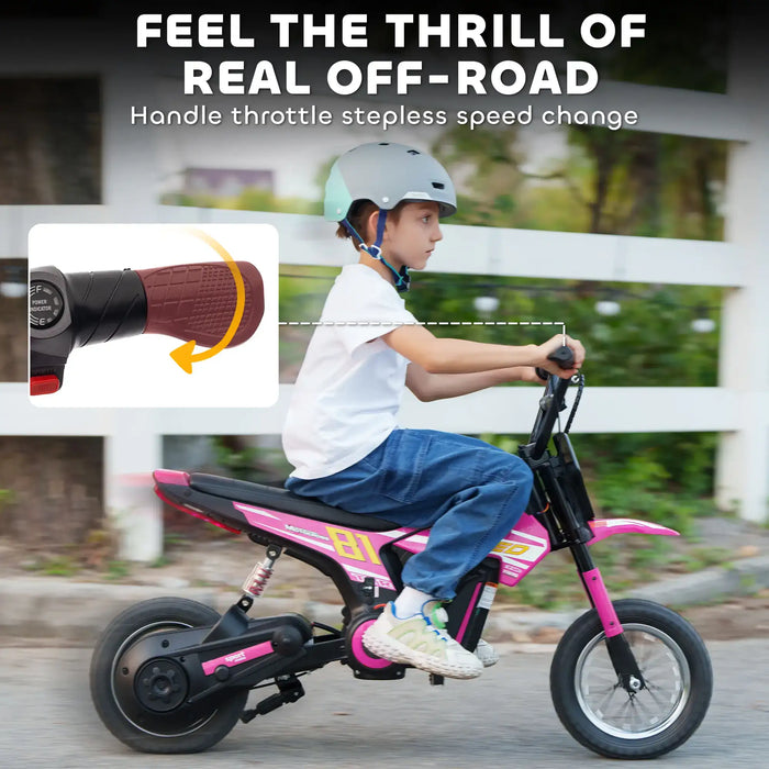 24V Kids Electric Dirt Bike – Pink | 250W Motor, Three Speed Settings and Suspension AIYAPLAY - Little and Giant Explorers AIYAPLAY