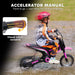 Child riding pink 24V kids electric dirt bike with helmet and motocross outfit on wet ground