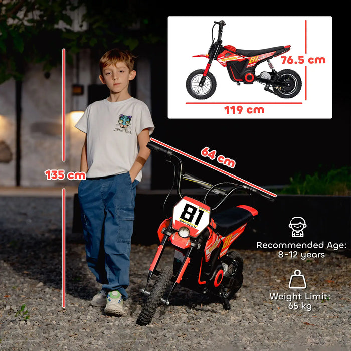 24V Kids Electric Dirt Bike – Red | 250W Motor, Three Speed Settings and Suspension AIYAPLAY - Little and Giant Explorers AIYAPLAY