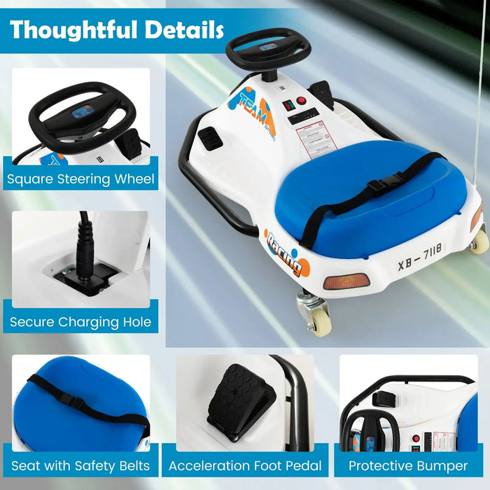 24V Kids Electric Drift Car – 360° Spin | Music and LED Lights COSTWAY - Little and Giant Explorers Costway