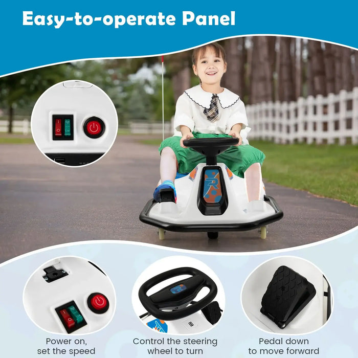 24V Kids Electric Drift Car – 360° Spin | Music and LED Lights COSTWAY - Little and Giant Explorers Costway