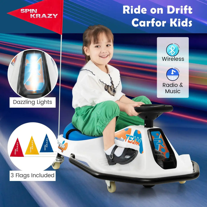 24V Kids Electric Drift Car – 360° Spin | Music and LED Lights COSTWAY - Little and Giant Explorers Costway