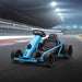 Blue 24V kids electric drift go-kart on race track under stadium lights