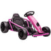 Pink 24V kids electric drift go kart with black seat and sport wheels on white background