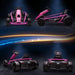 Pink 24V kids electric drift go kart shown from multiple angles on a dark background