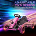 Pink kids electric drift go-kart with adjustable two speeds and racing graphic background