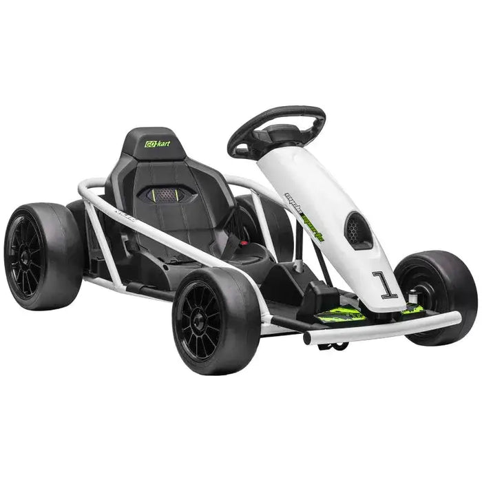 Drift Ride-On Racing Go Kart with 2 Speeds 24V in White - Little and Giant Explorers HOMCOM