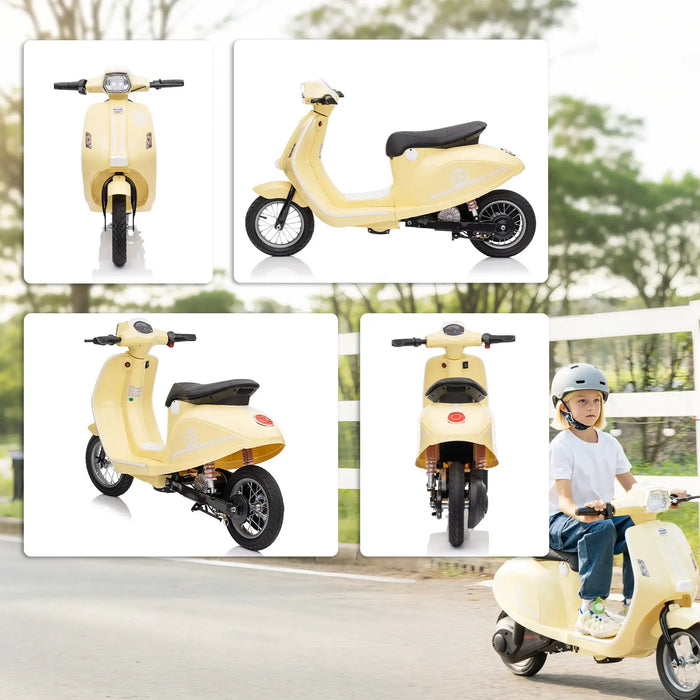 24V Kids Electric Motorbike – Beige | Three Speed Modes 6–16km/h - LED Lights AIYAPLAY - Little and Giant Explorers AIYAPLAY