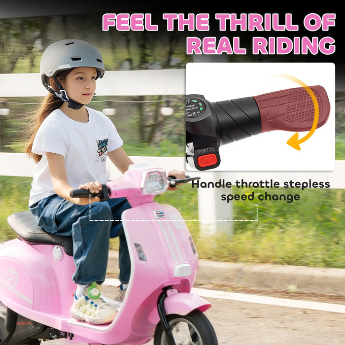 24V Kids Electric Motorbike – Pink | Three Speed Modes 6–16km/h - LED Lights AIYAPLAY - Little and Giant Explorers AIYAPLAY