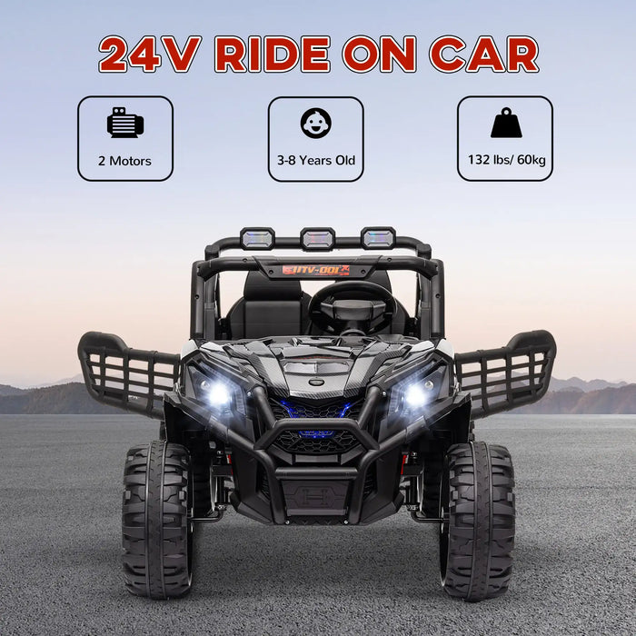 24V Kids Ride-On UTV Black | Premium 2-Seater Adventure - Little and Giant Explorers AIYAPLAY