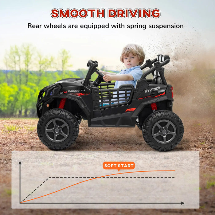 24V Kids Ride-On UTV Black | Premium 2-Seater Adventure - Little and Giant Explorers AIYAPLAY