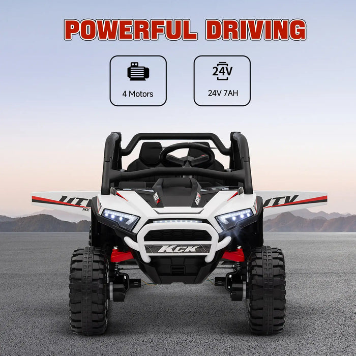 24V Kids Ride-On Car White | Premium Two-Seater SUV Adventure Vehicle - Little and Giant Explorers AIYAPLAY