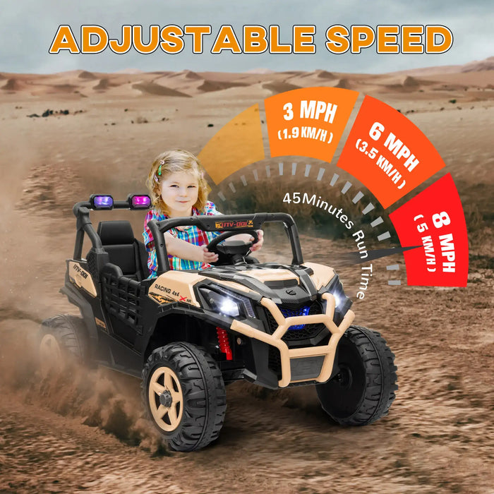 24V Kids Ride-On UTV Khaki | Ultimate Adventure Vehicle with Suspension System - Little and Giant Explorers AIYAPLAY
