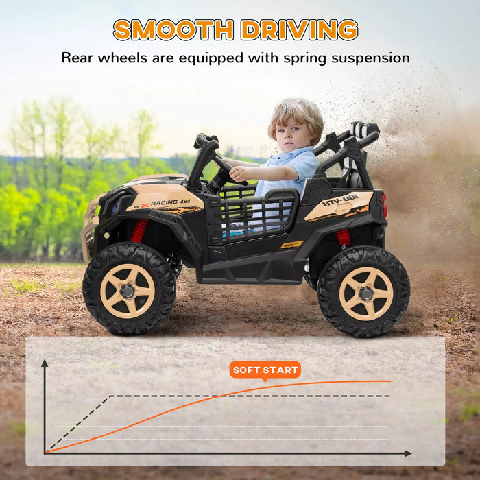 24V Kids Ride-On UTV Khaki | Ultimate Adventure Vehicle with Suspension System - Little and Giant Explorers AIYAPLAY