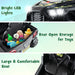 Kids ride-on car with bright LED lights, rear open storage for toys, and large comfortable seat