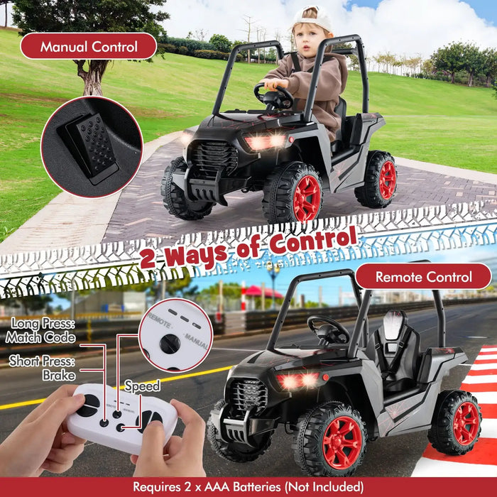 Kids ride-on car with 3 adjustable speeds, 24V battery, manual and remote control options
