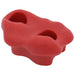 Red ergonomic grip trainer with textured surface and finger grooves
