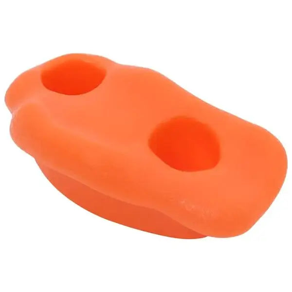 Orange silicone soap holder with two circular indentations and rounded edges