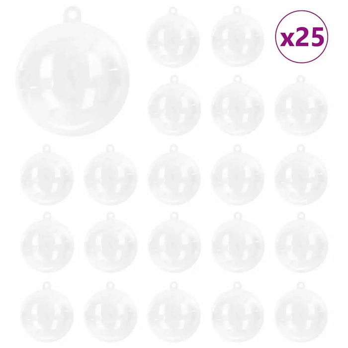 25-Piece Transparent Christmas Bauble Set – 8cm Clear Ornaments | Shatterproof Plastic VIDAXL - Little and Giant Explorers vidaXL