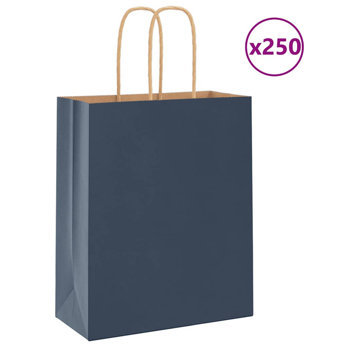 250 Paper Bags with Handles in Blue (18 x 8 x 22cm) - Little and Giant Explorers vidaXL