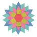 Colorful wooden mosaic blocks arranged in a star pattern, educational toy for children