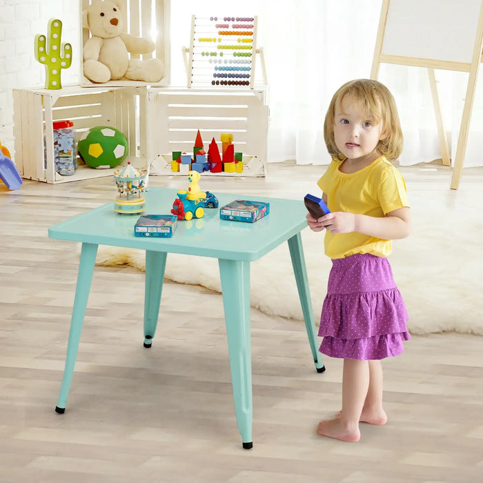 27-Inch Kids Steel Table – Blue | Durable, Safe and Modern Design COSTWAY - Little and Giant Explorers Costway