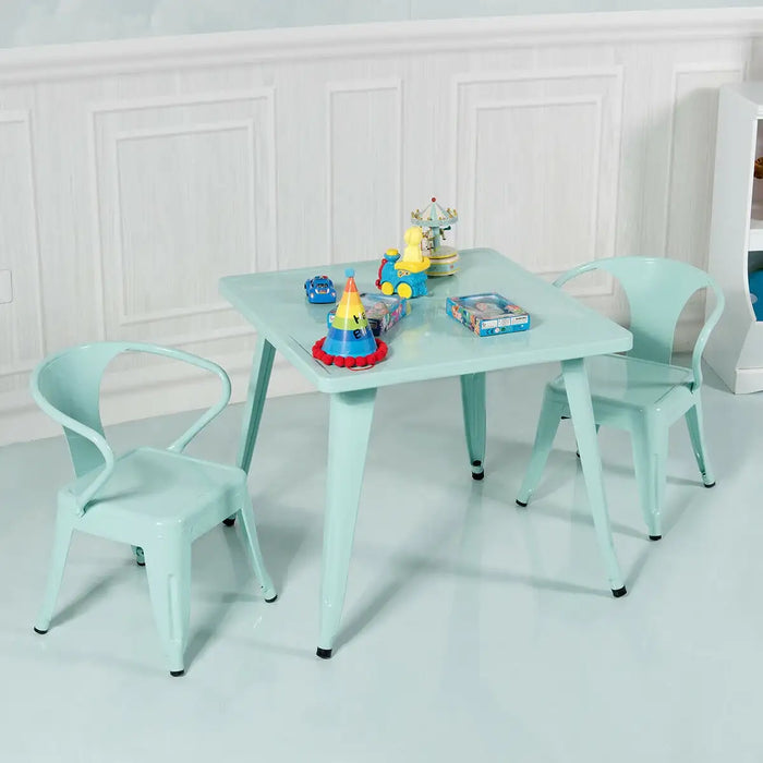27-Inch Kids Steel Table – Blue | Durable, Safe and Modern Design COSTWAY - Little and Giant Explorers Costway