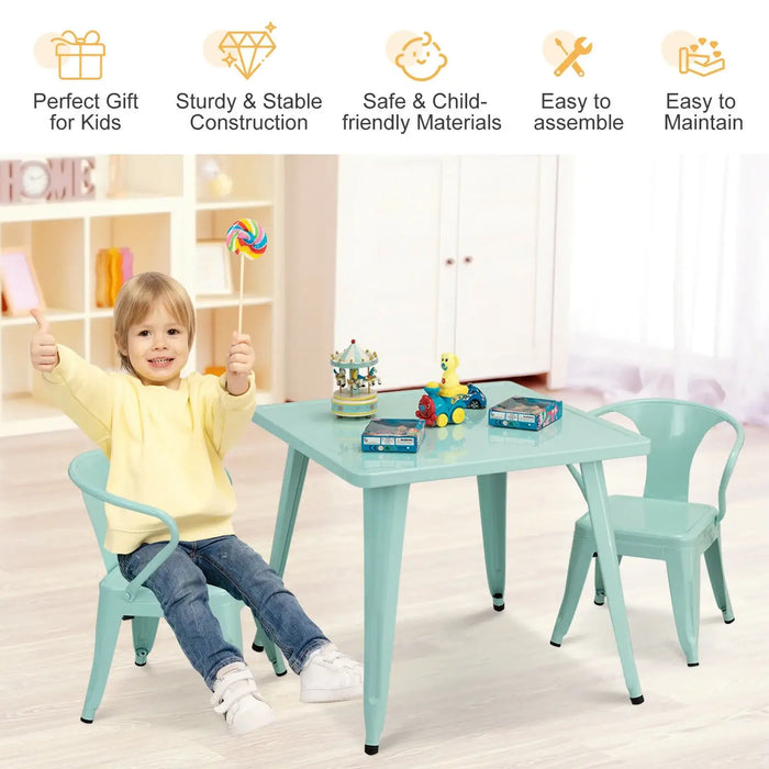 27-Inch Kids Steel Table – Blue | Durable, Safe and Modern Design COSTWAY - Little and Giant Explorers Costway