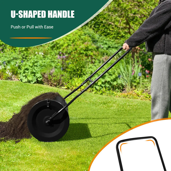 27" Metal Garden Spreader – Black | Lawn Fertiliser and Compost Roller - Heavy-Duty Design COSTWAY - Little and Giant Explorers Costway