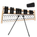 27-note wooden glockenspiel xylophone with black and white metal bars and two black mallets, includes black carrying case