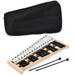 27-note glockenspiel xylophone with black and white metal bars, wooden frame, two mallets, and black carrying case