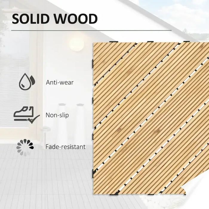 27-Piece Interlocking Deck Tiles Set – Yellow Fir Wood | 2.43m² Coverage OUTSUNNY - Little and Giant Explorers Outsunny