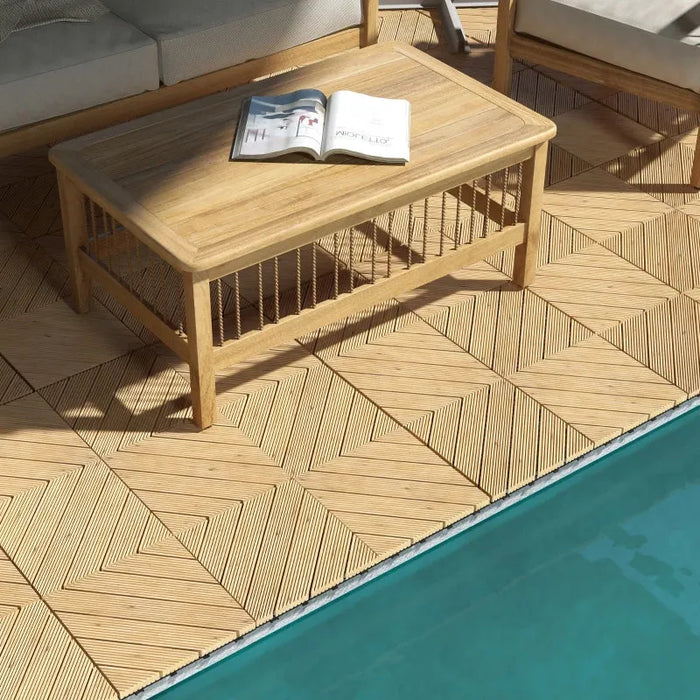 27-Piece Interlocking Deck Tiles Set – Yellow Fir Wood | 2.43m² Coverage OUTSUNNY - Little and Giant Explorers Outsunny