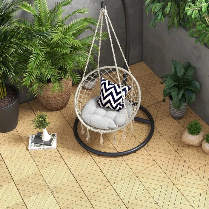 27-Piece Interlocking Deck Tiles Set – Yellow Fir Wood | 2.43m² Coverage OUTSUNNY - Little and Giant Explorers Outsunny