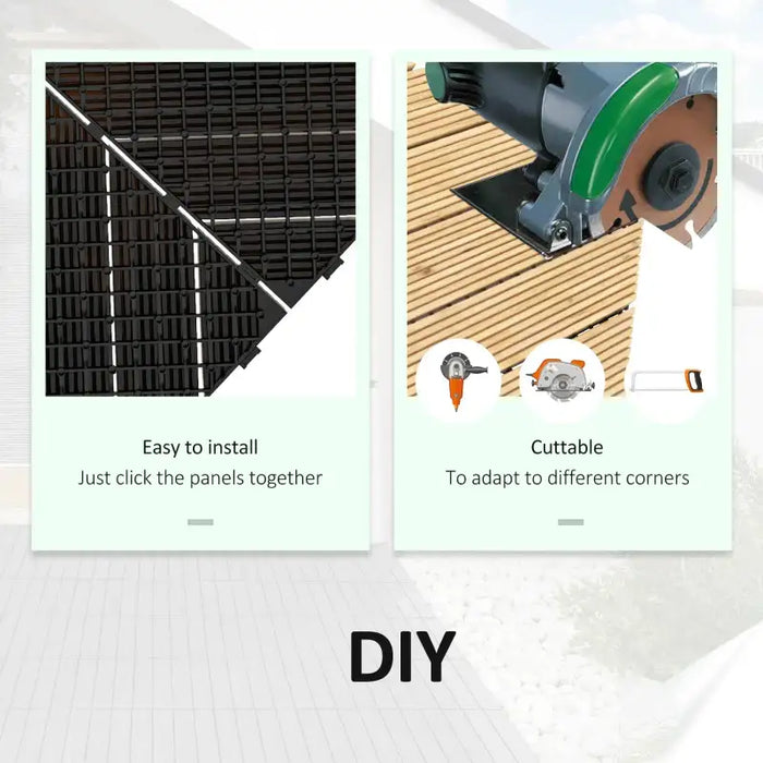 27-Piece Interlocking Deck Tiles Set – Yellow Fir Wood | 2.43m² Coverage OUTSUNNY - Little and Giant Explorers Outsunny