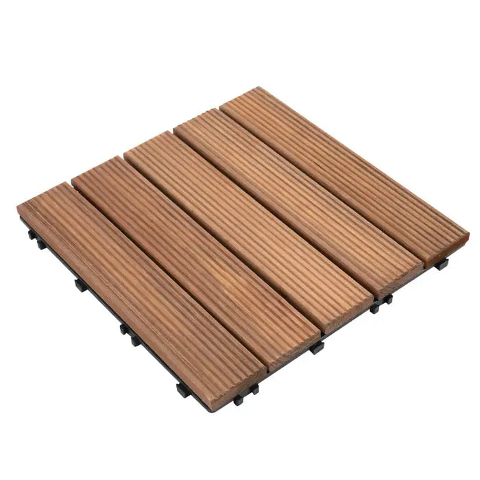 27-Piece Wooden Deck Tile Set – Interlocking Fir Wood Flooring | 2.5㎡ Coverage OUTSUNNY - Little and Giant Explorers Outsunny