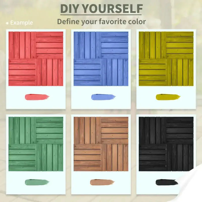 27-Piece Wooden Deck Tile Set – Interlocking Fir Wood Flooring | 2.5㎡ Coverage OUTSUNNY - Little and Giant Explorers Outsunny