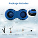 Blue inflatable 2-person snow tube with handles, 200cm long, with tow strap, pump, repair kit, tool, and valve cap