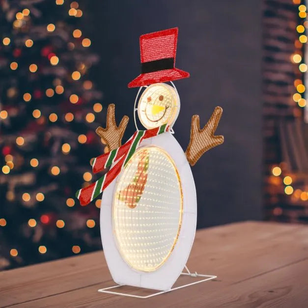2D Snowman with Infinity Tunnel Lights | Warm White LEDs - Metal Frame COSTWAY - Little and Giant Explorers Costway