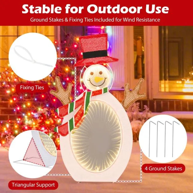 2D Snowman with Infinity Tunnel Lights | Warm White LEDs - Metal Frame COSTWAY - Little and Giant Explorers Costway