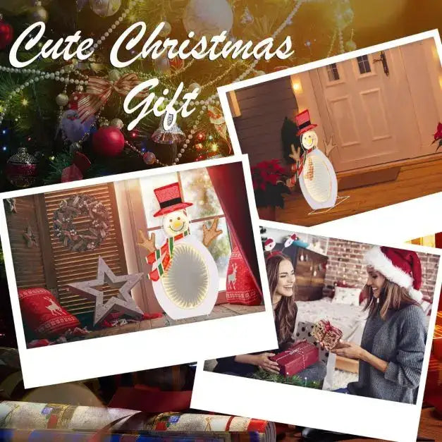 2D Snowman with Infinity Tunnel Lights | Warm White LEDs - Metal Frame COSTWAY - Little and Giant Explorers Costway